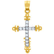10kt Two-Tone Gold Cubic-Zirconia Unisex Cross Religious Charm Pendant