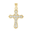 10kt Yellow Gold Unisex Cubic Zirconia Cubic-Zirconia Cross Religious Charm Pendant