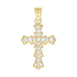 10kt Yellow Gold Cubic-Zirconia Unisex Cross Religious Charm Pendant