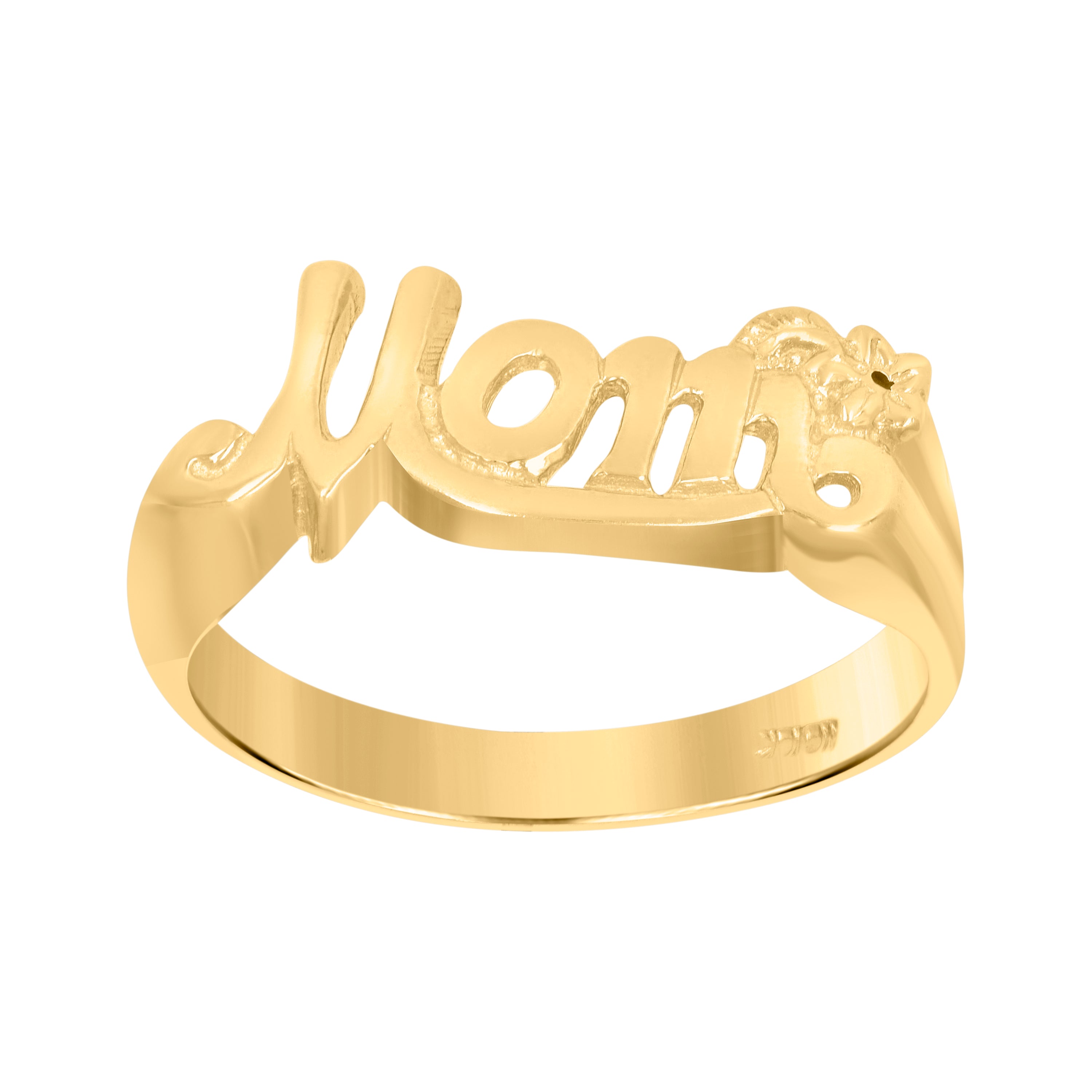 10kt Two-Tone Gold Womens Mom Flower Ring Band