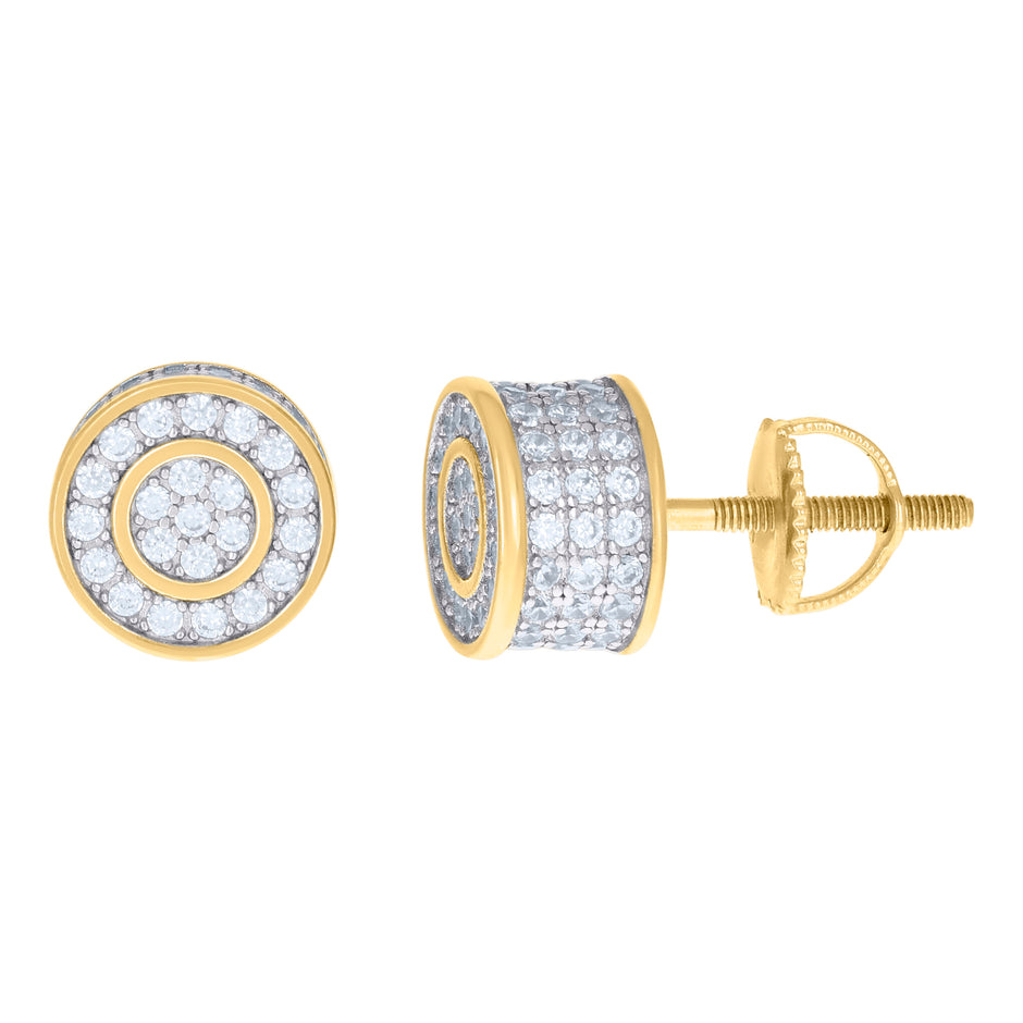 925 Sterling Silver Yellow-Tone Womens Cubic Zirconia Round Stud Earrings