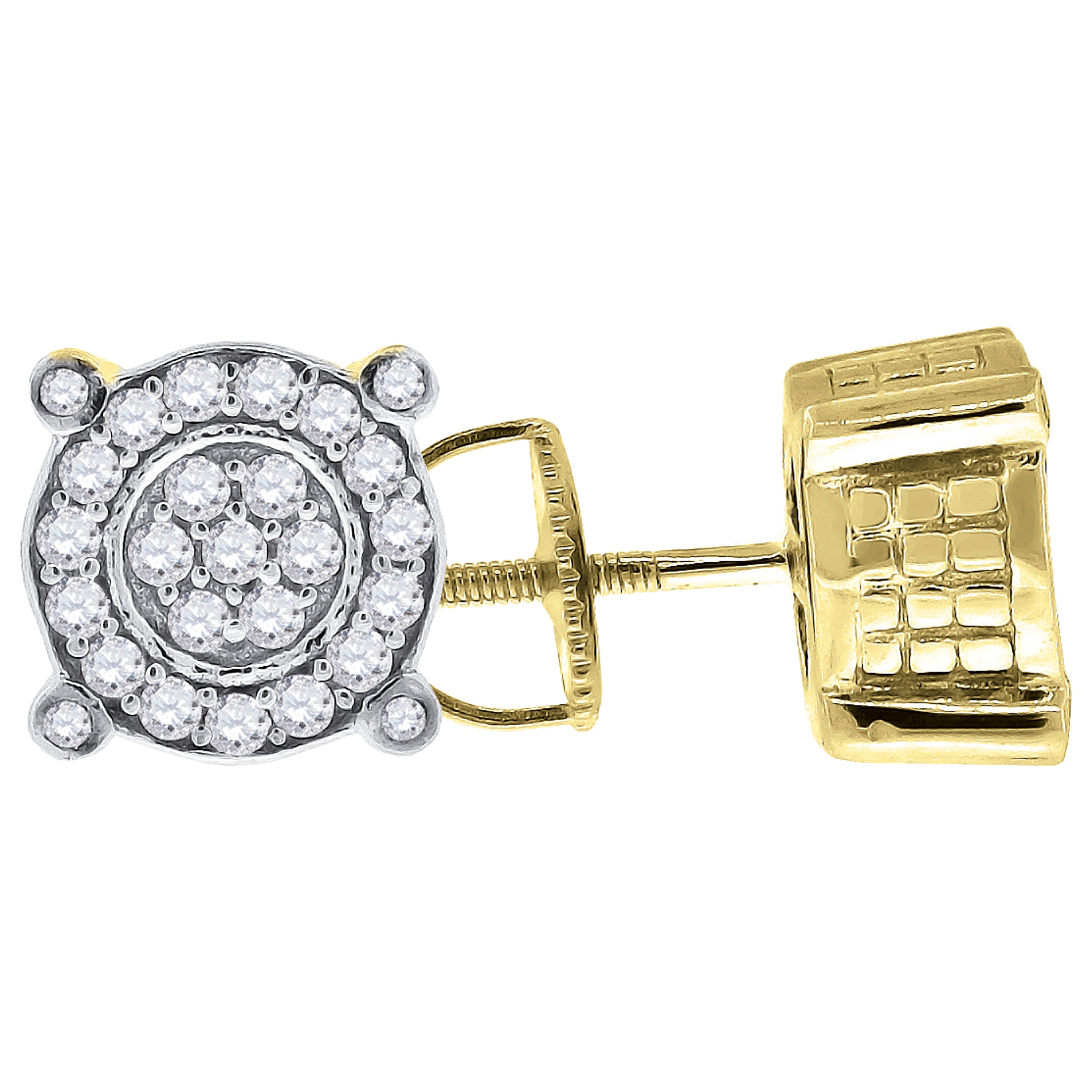 925 Sterling Silver Yellow-Tone Womens Cubic Zirconia Round Stud Earrings