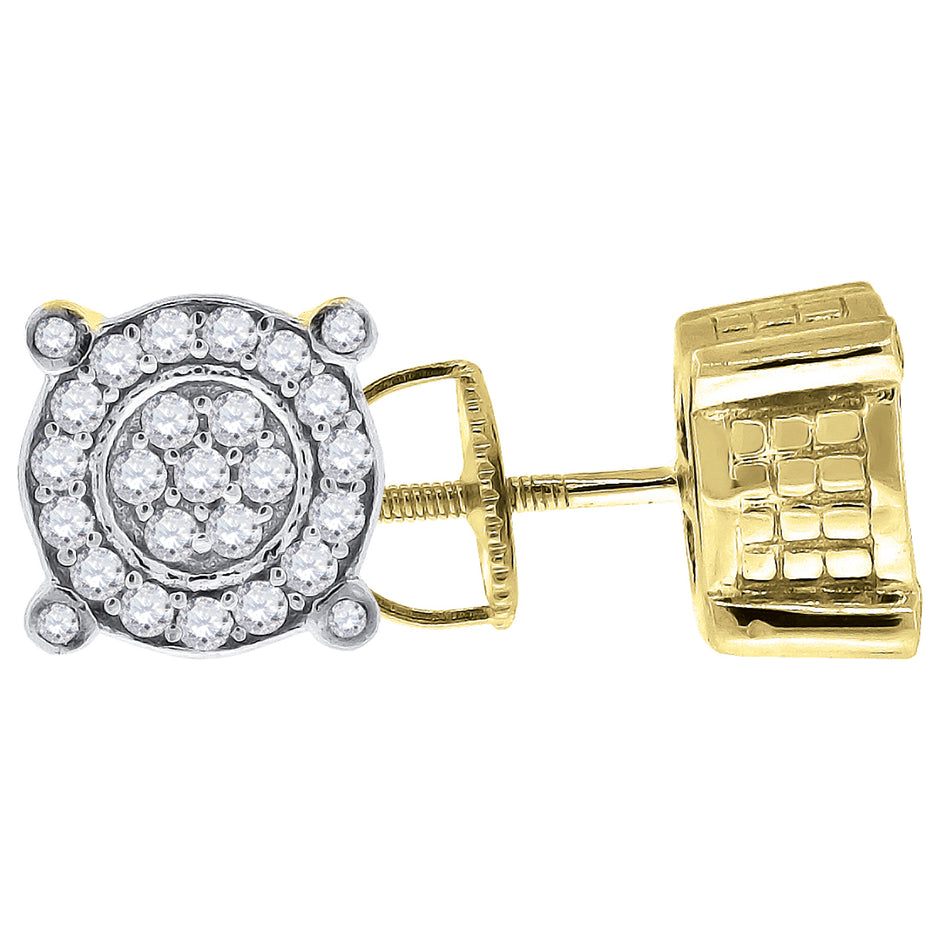 925 Sterling Silver Yellow-Tone Womens Cubic Zirconia Round Stud Earrings