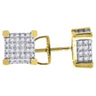 925 Sterling Silver Yellow-Tone Womens Cubic Zirconia Square Stud Earrings