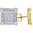 925 Sterling Silver Yellow-Tone Womens Cubic Zirconia Square Stud Earrings