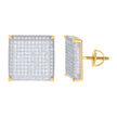 925 Sterling Silver Yellow-Tone Womens Cubic Zirconia Square Stud Earrings