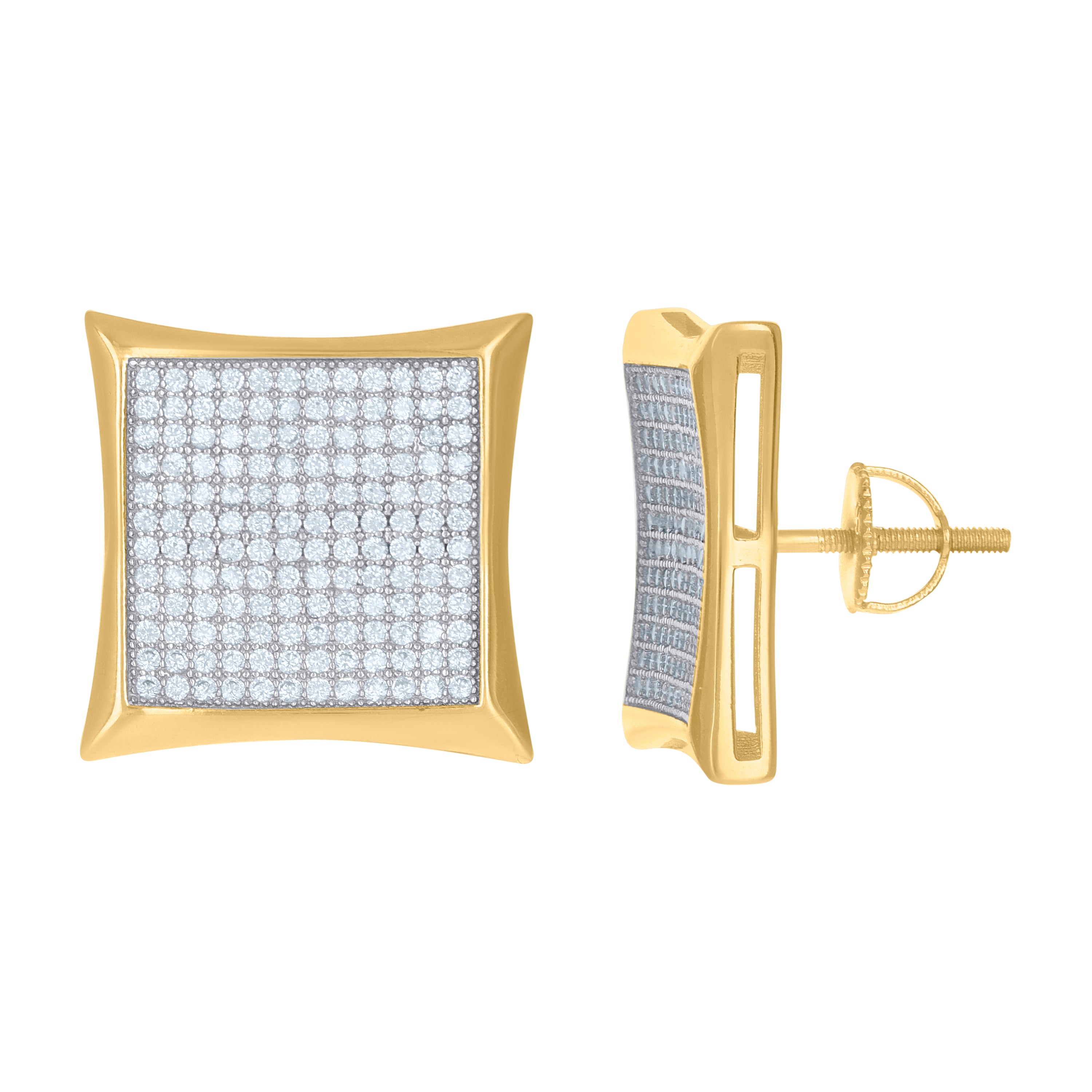 925 Sterling Silver Yellow-Tone Womens Cubic Zirconia Kite Stud Earrings