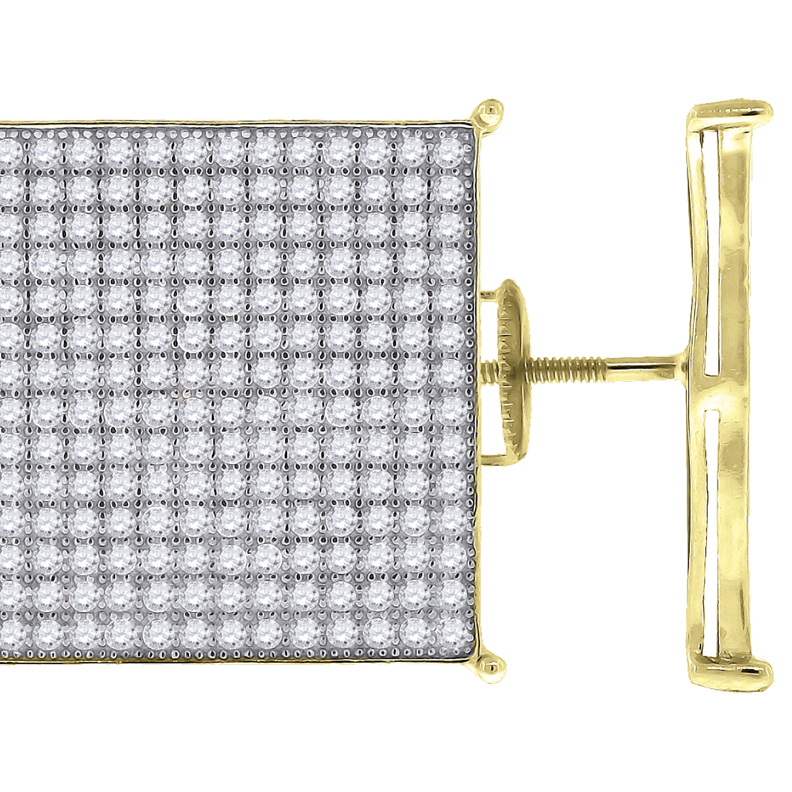 925 Sterling Silver Yellow-Tone Womens Cubic Zirconia Square Stud Earrings