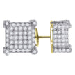 925 Sterling Silver Yellow-Tone Womens Cubic Zirconia Square Stud Earrings