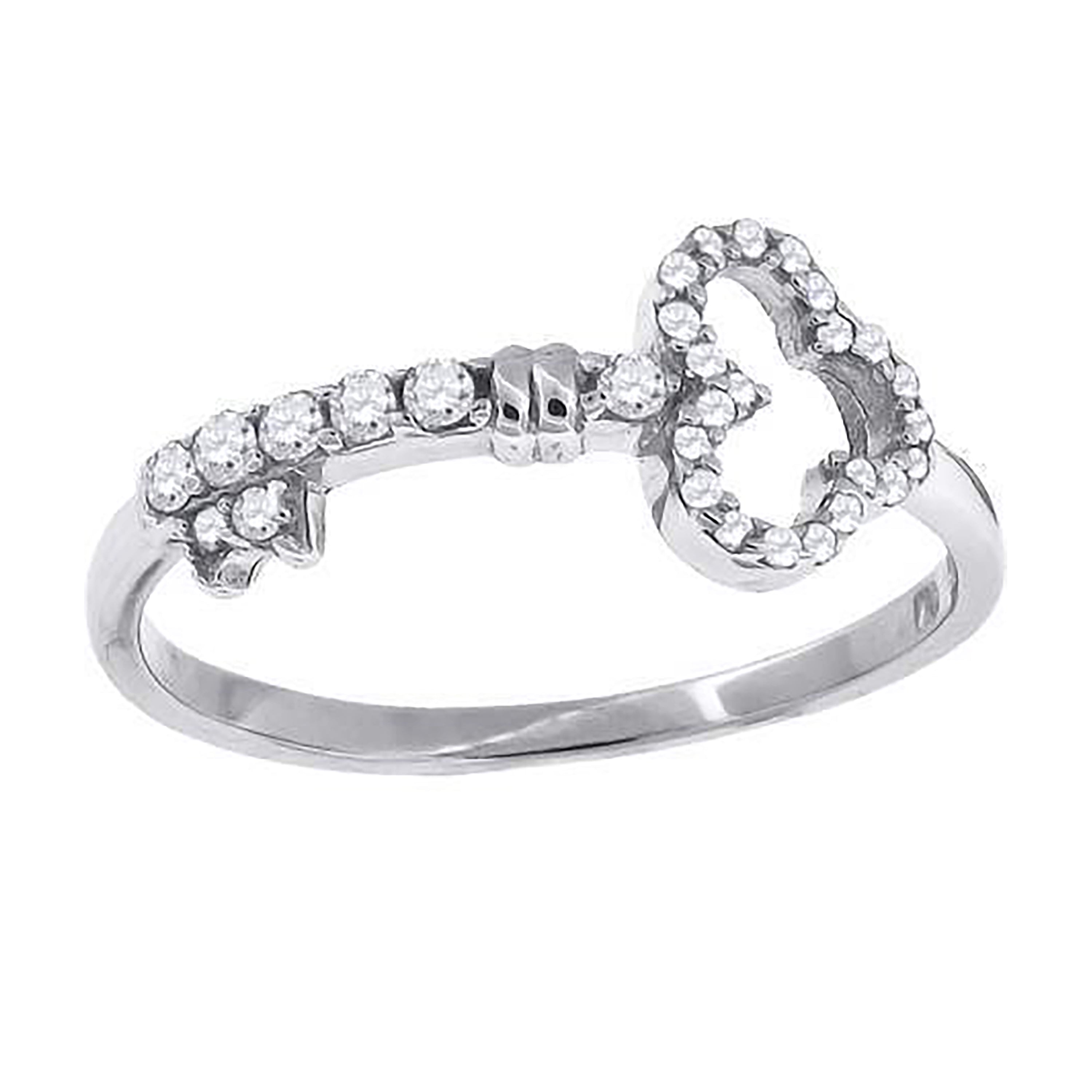 925 Sterling Silver Womens Cubic Zirconia Key Ring Size 6