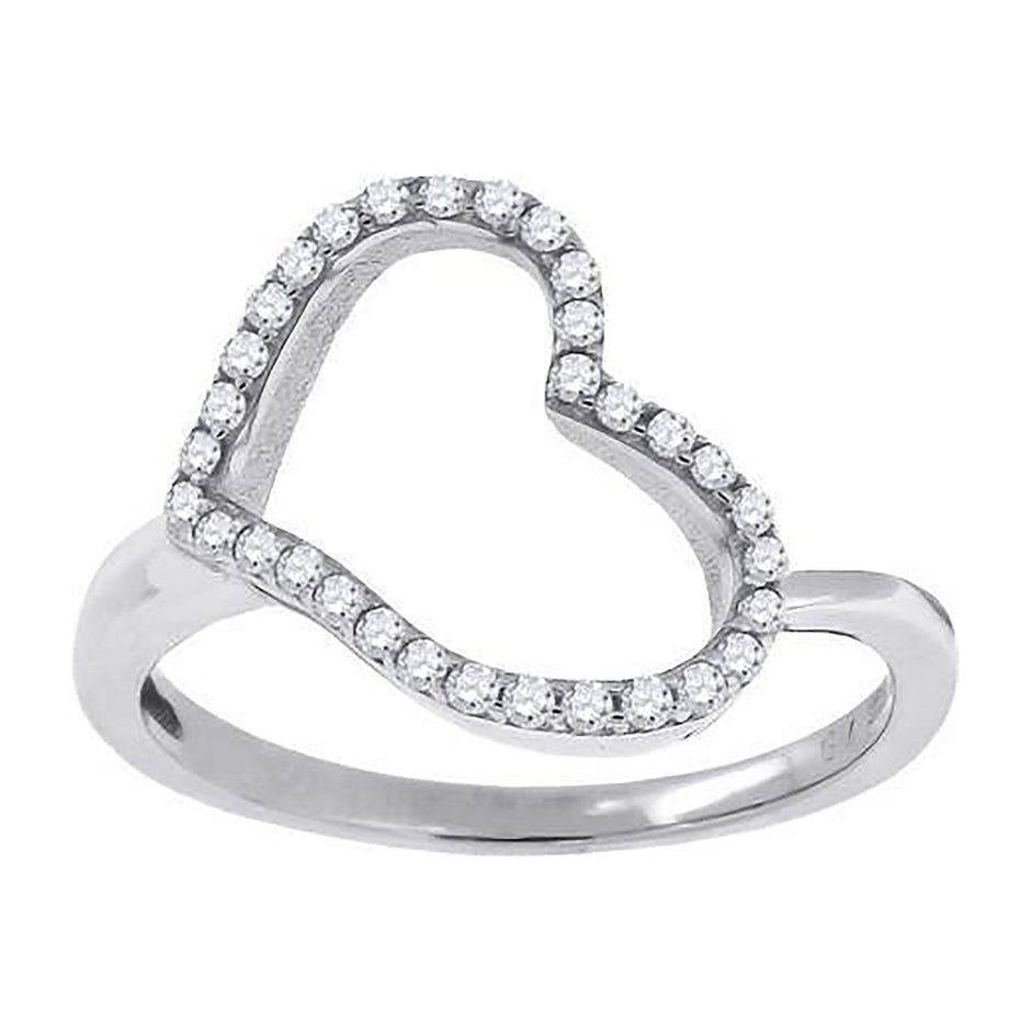 925 Sterling Silver Womens Cubic Zirconia Heart Ring Size 6