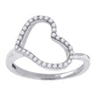 925 Sterling Silver Womens Cubic Zirconia Heart Ring Size 8 - SLV-49550