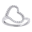925 Sterling Silver Womens Cubic Zirconia Heart Ring Size 9 - SLV-49551