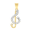 10kt Two-Tone Gold Unisex Cubic Zirconia Cubic-Zirconia Treble Clef Musical Knot Charm Pendant