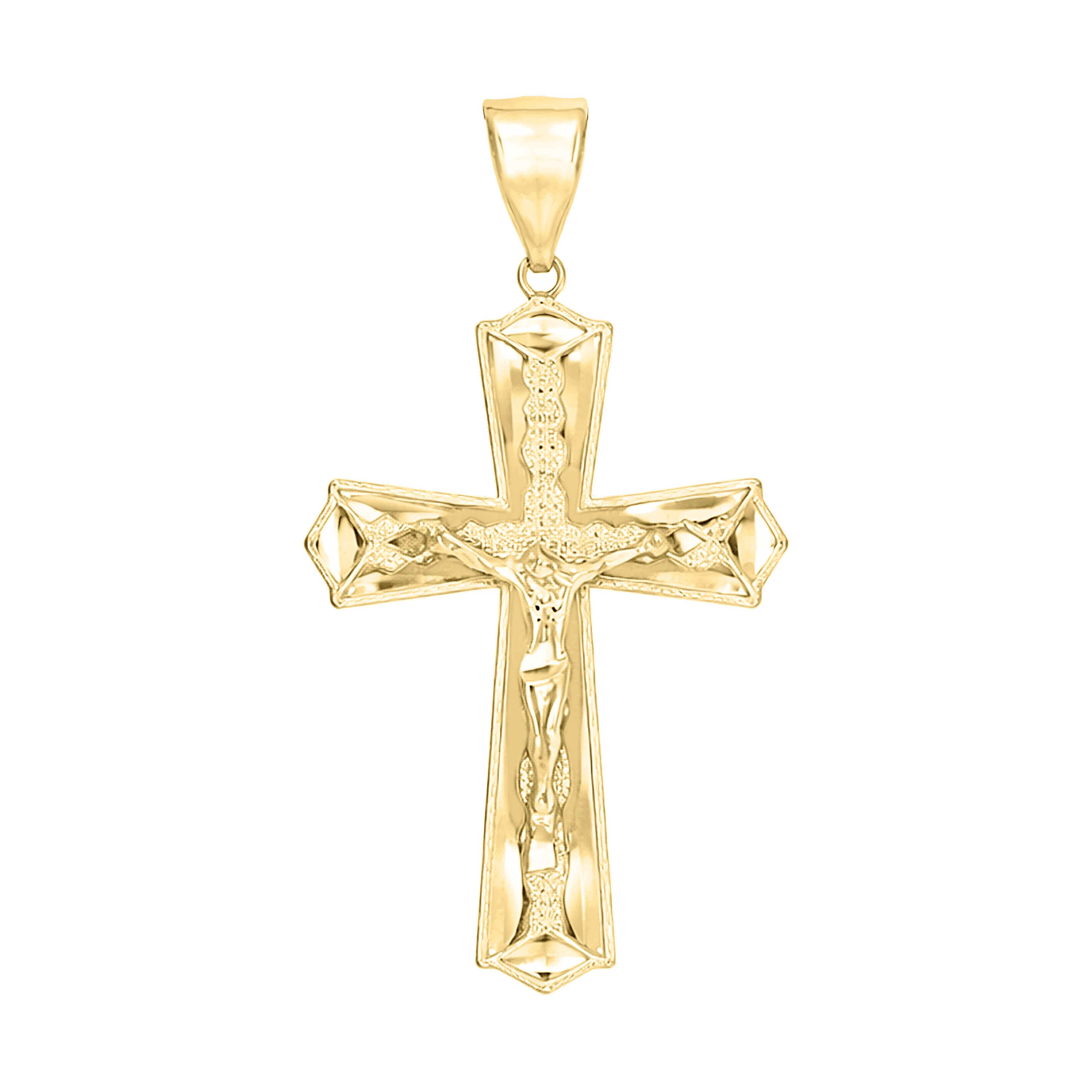 10kt Yellow Gold Unisex Crucifix Cross Religious Charm Pendant