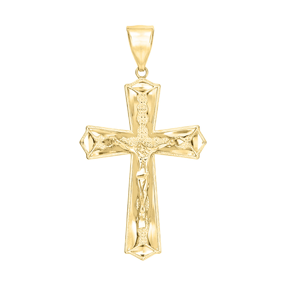 10kt Yellow Gold Unisex Crucifix Cross Religious Charm Pendant