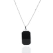 Rhodium Plated Black Onyx Tag Necklace