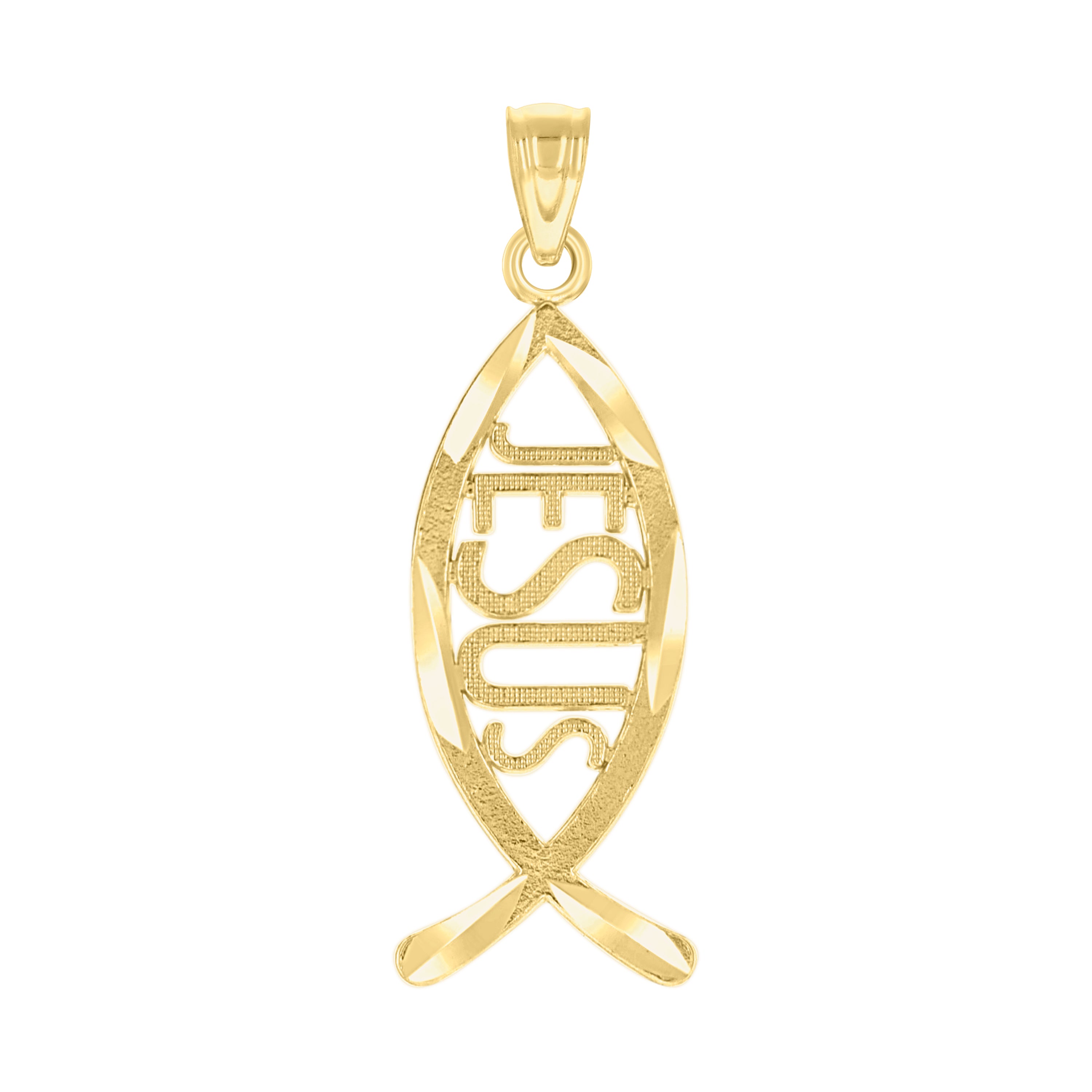 10kt Yellow Gold Diamond-Cut Unisex Jesus Christian Religious Charm Pendant