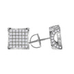 925 Sterling Silver Unisex Cubic Zirconia Square Stud Earrings