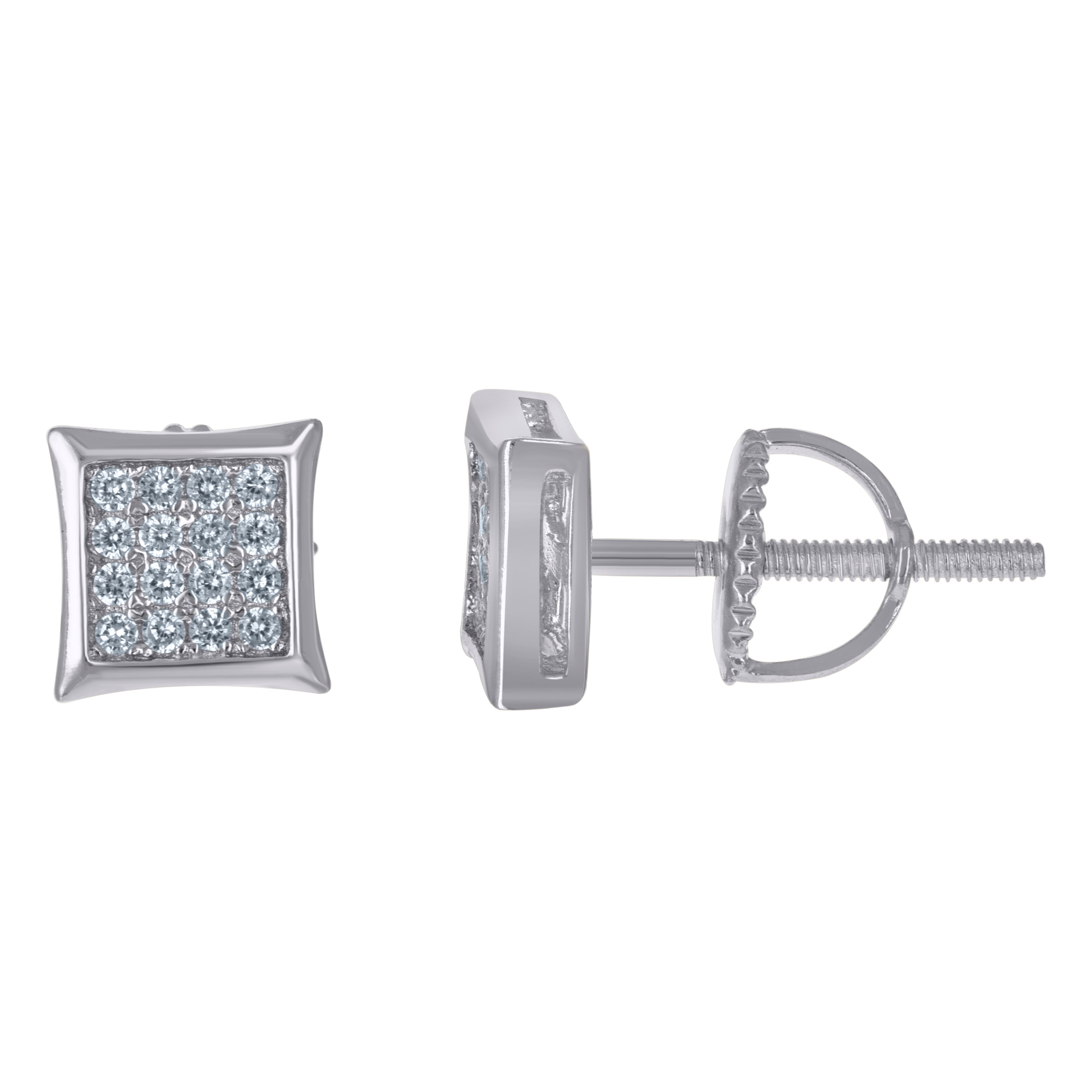 925 Sterling Silver Unisex Cubic Zirconia Kite Stud Earrings
