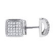 925 Sterling Silver Womens Cubic Zirconia Square Stud Earrings