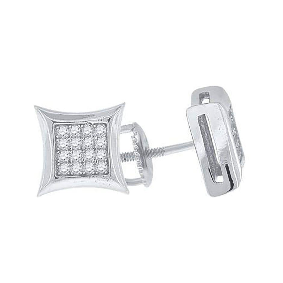 925 Sterling Silver Unisex Cubic Zirconia Kite Stud Earrings
