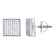 925 Sterling Silver Womens Cubic Zirconia Square Stud Earrings