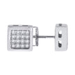 925 Sterling Silver Womens Cubic Zirconia Square Stud Earrings