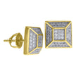 925 Sterling Silver Yellow-Tone Unisex Cubic Zirconia Pyramid Stud Earrings