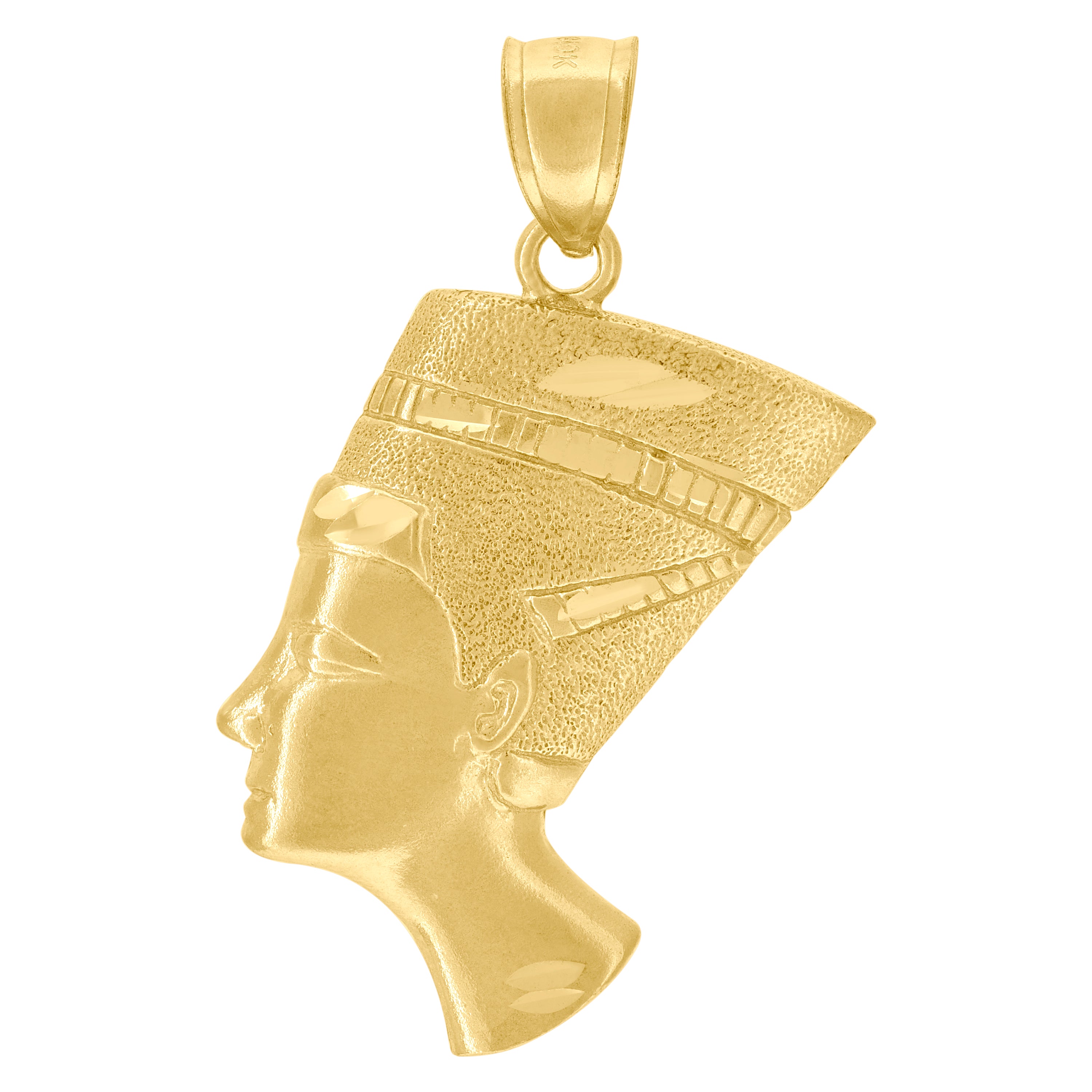 10kt Yellow Gold Textured Unisex Nefertiti Egyptian Charm Pendant