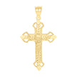 10kt Yellow Gold Unisex Textured Crucifix Cross Religious Charm Pendant