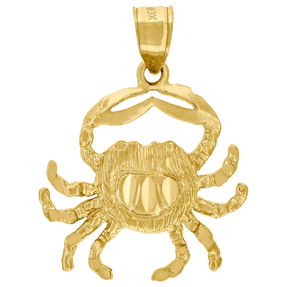10kt Yellow Gold Womens Mens Unisex Crab Cancer Zodiac Sign Charm Pendant