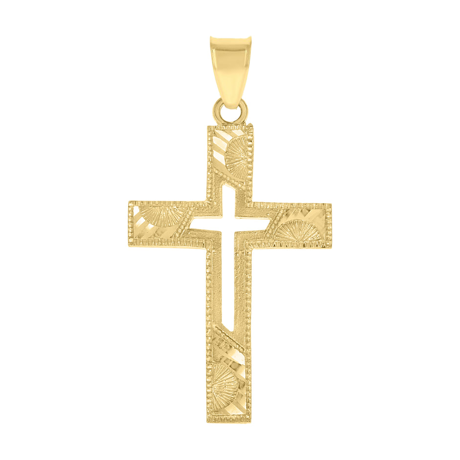 10kt Yellow Gold Unisex Cross Religious Charm Pendant