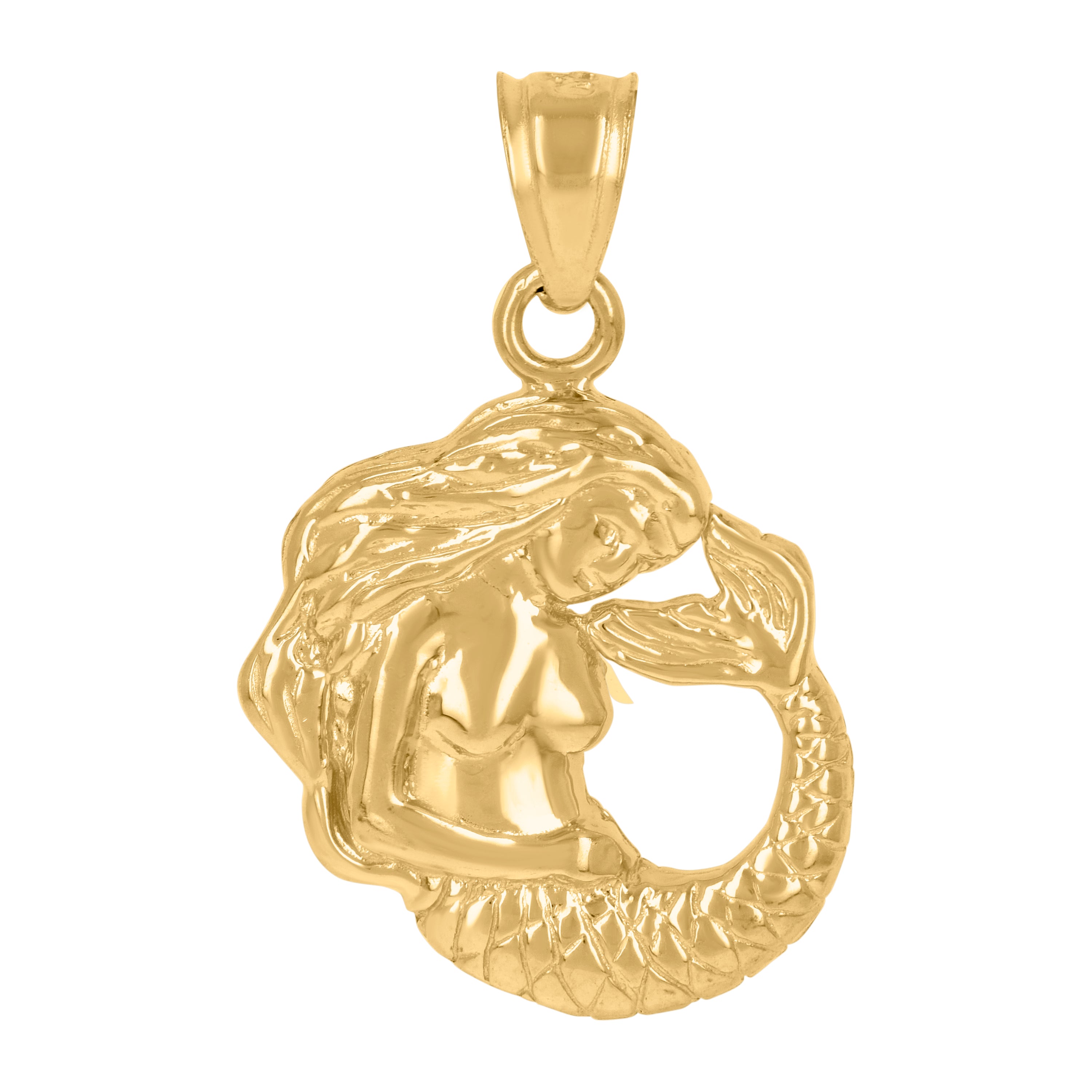 10kt Yellow Gold Womens Sea Mermaid Charm Pendant