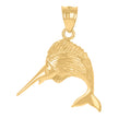 10kt Yellow Gold Diamond-Cut Unisex Sail Fish Animal Charm Pendant