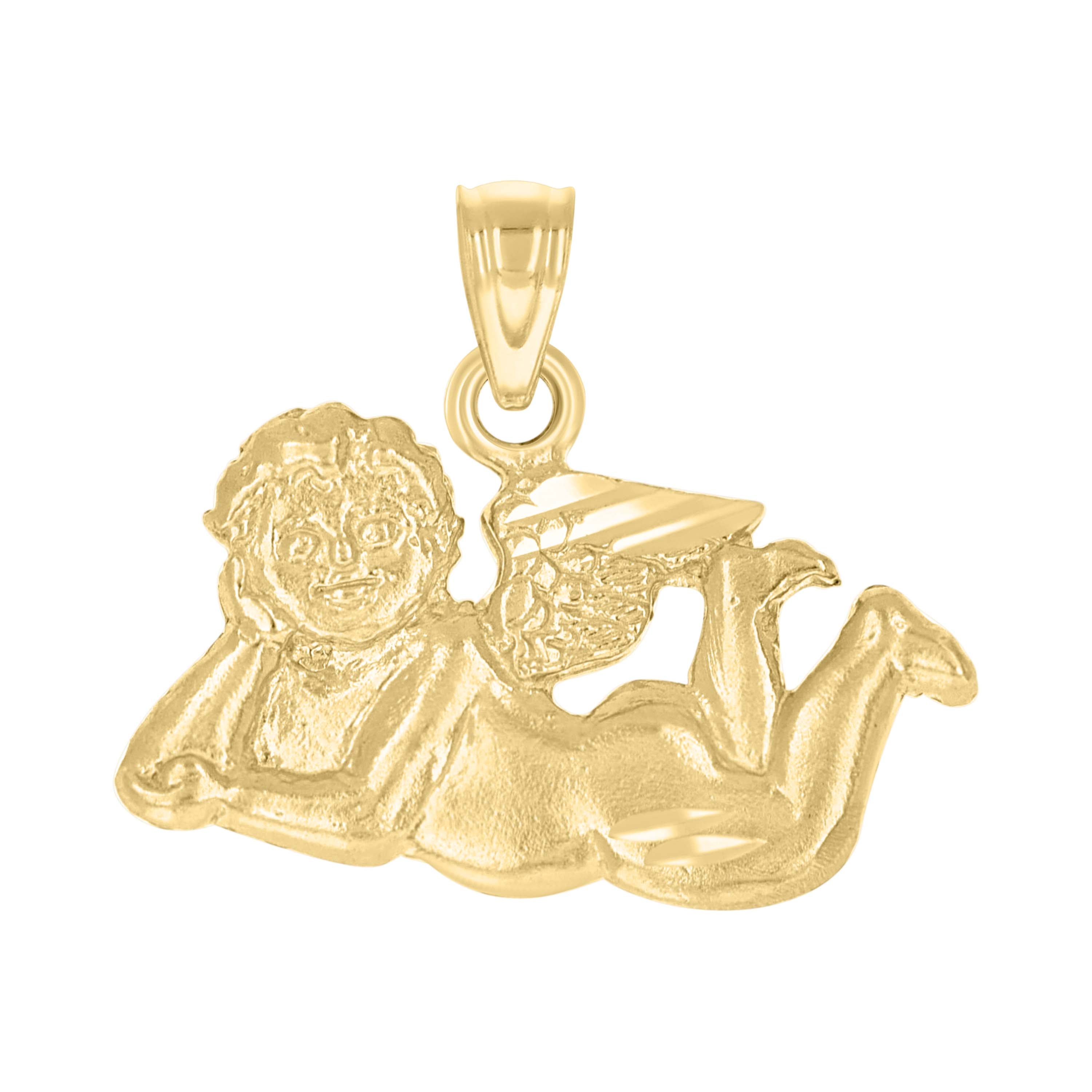 10kt Yellow Gold Unisex Cupid Angel Religious Charm Pendant