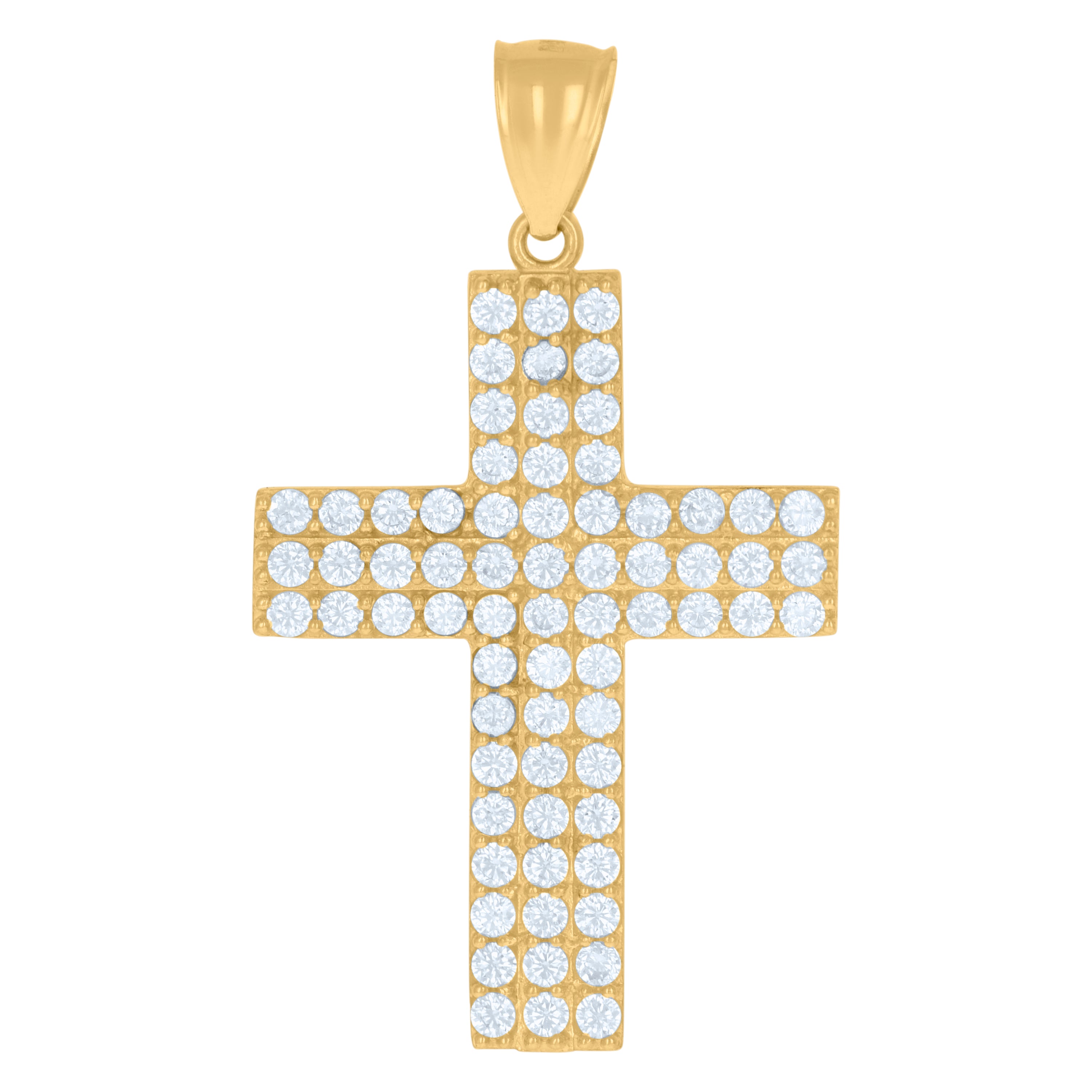 10kt Yellow Gold Mens Cubic-Zirconia Cross Religious Charm Pendant