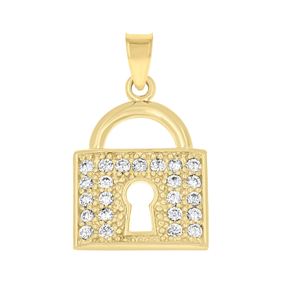 10kt Yellow Gold Mens Cubic Zirconia Cubic-Zirconia Charm Pendant