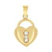 10kt Yellow Gold Womens Cubic Zirconia Cubic-Zirconia Heart Lock Charm Pendant