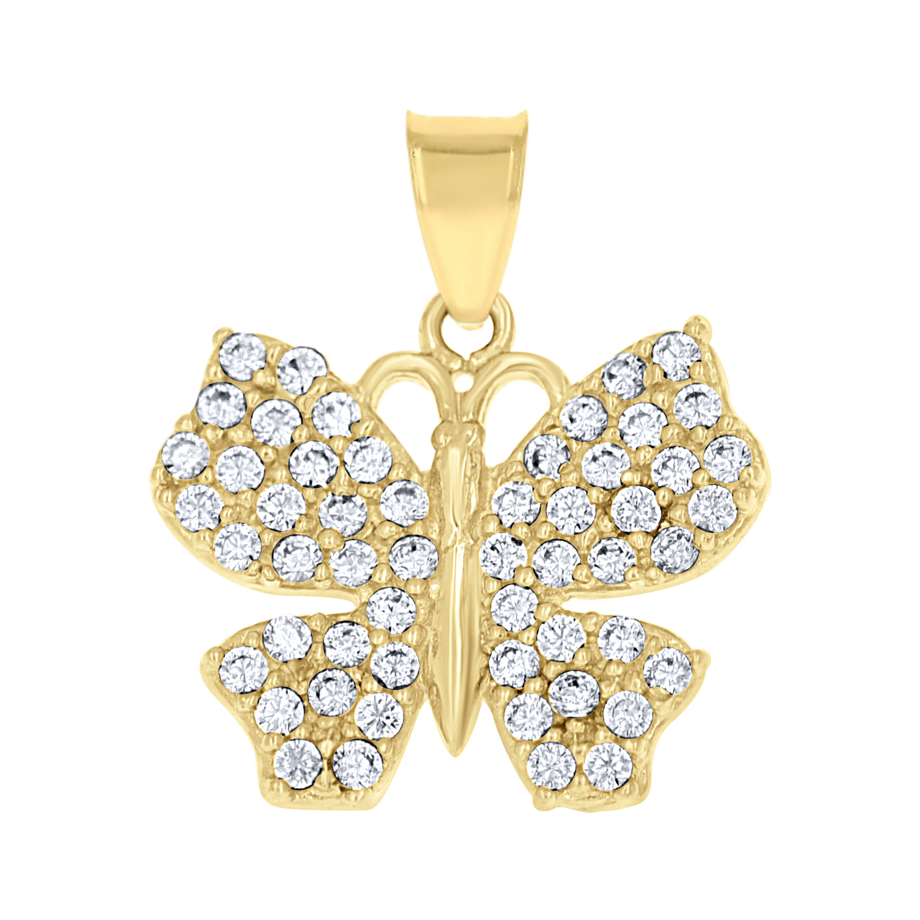10kt Yellow Gold Womens Cubic Zirconia Cubic-Zirconia Butterfly Nature Charm Pendant