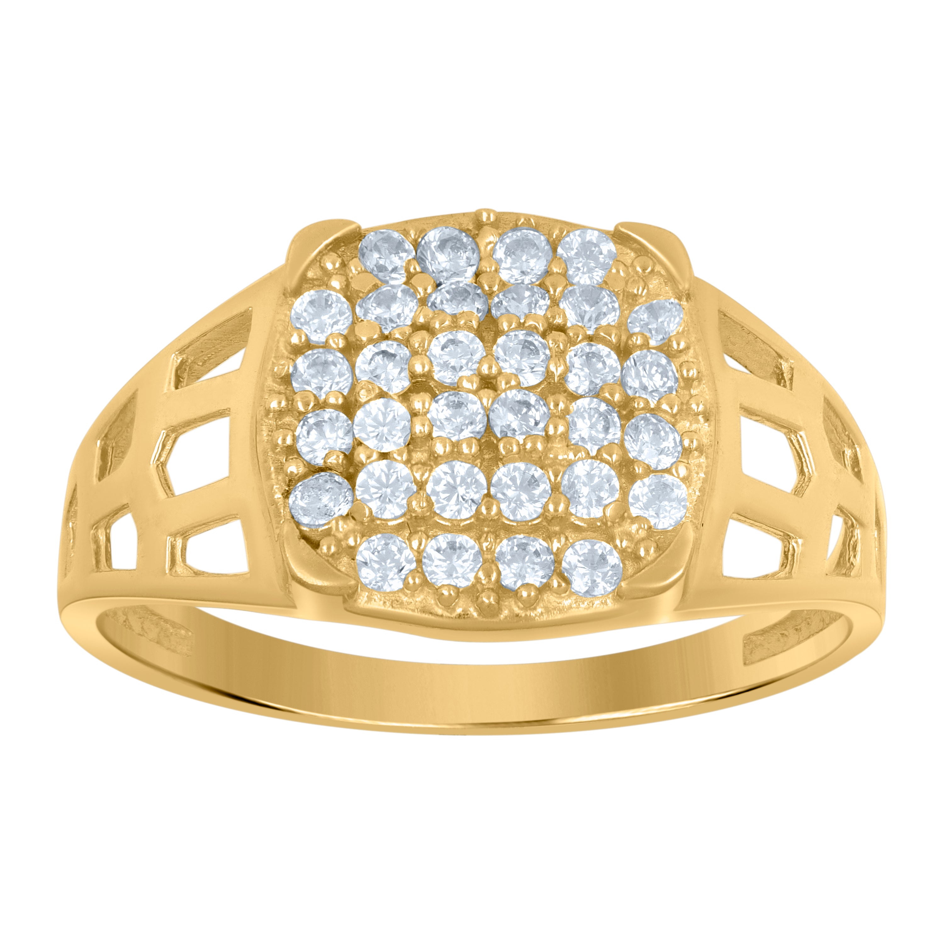 10kt Two-Tone Gold Mens Cubic Zirconia Engagement Ring