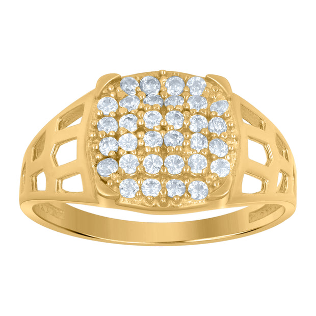 10kt Two-Tone Gold Mens Cubic Zirconia Engagement Ring