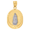 10kt Yellow Gold Unisex Diamond -Cut Lady Of Guadalupe Religious Charm Pendant