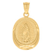 10kt Yellow Gold Unisex Diamond -Cut Lady Of Guadalupe Religious Charm Pendant