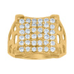 10kt Two-Tone Gold Mens Cubic Zirconia Concave Square Engagement Ring
