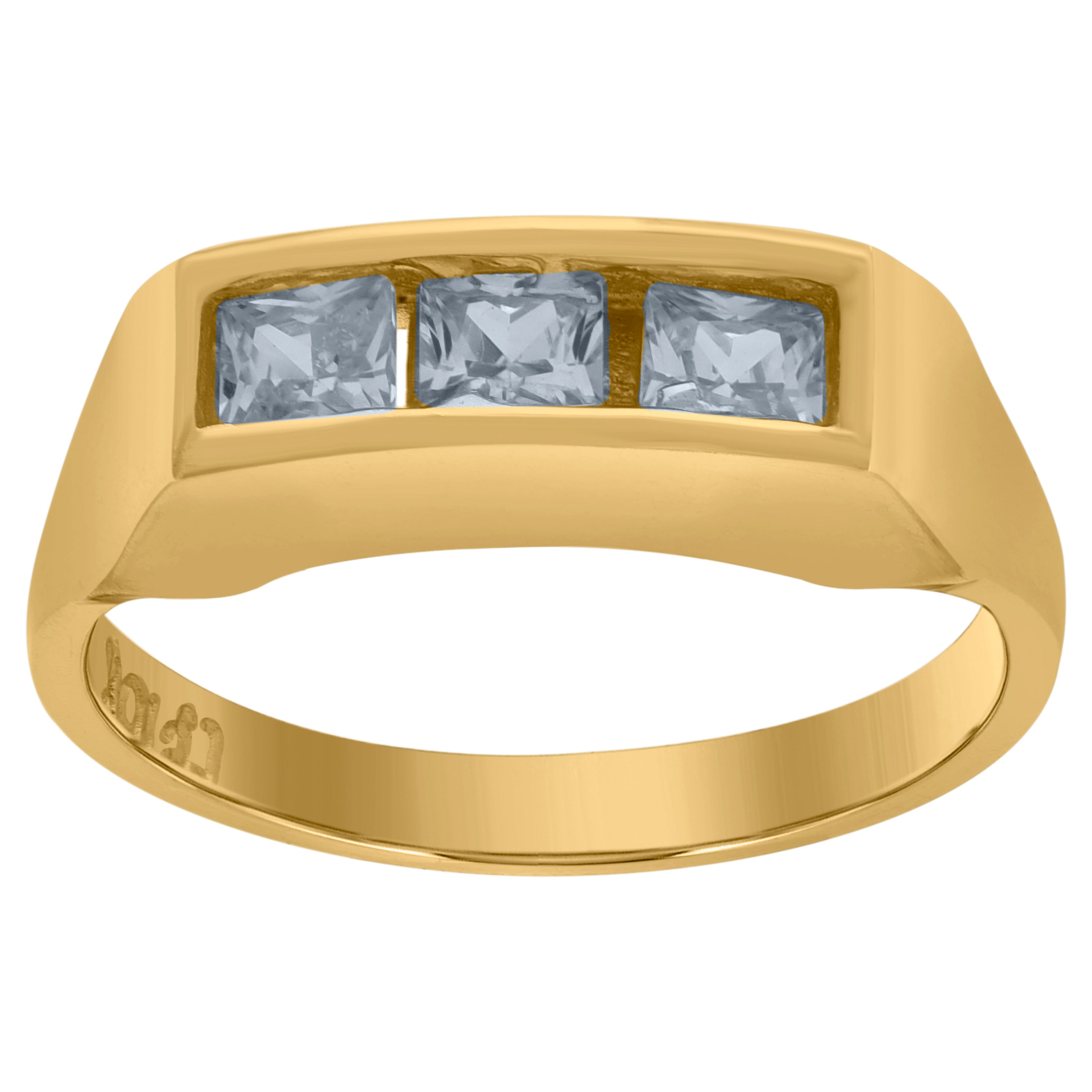10kt Yellow Gold Childs Princess Cut Cubic Zirconia CZ Baby Band Ring