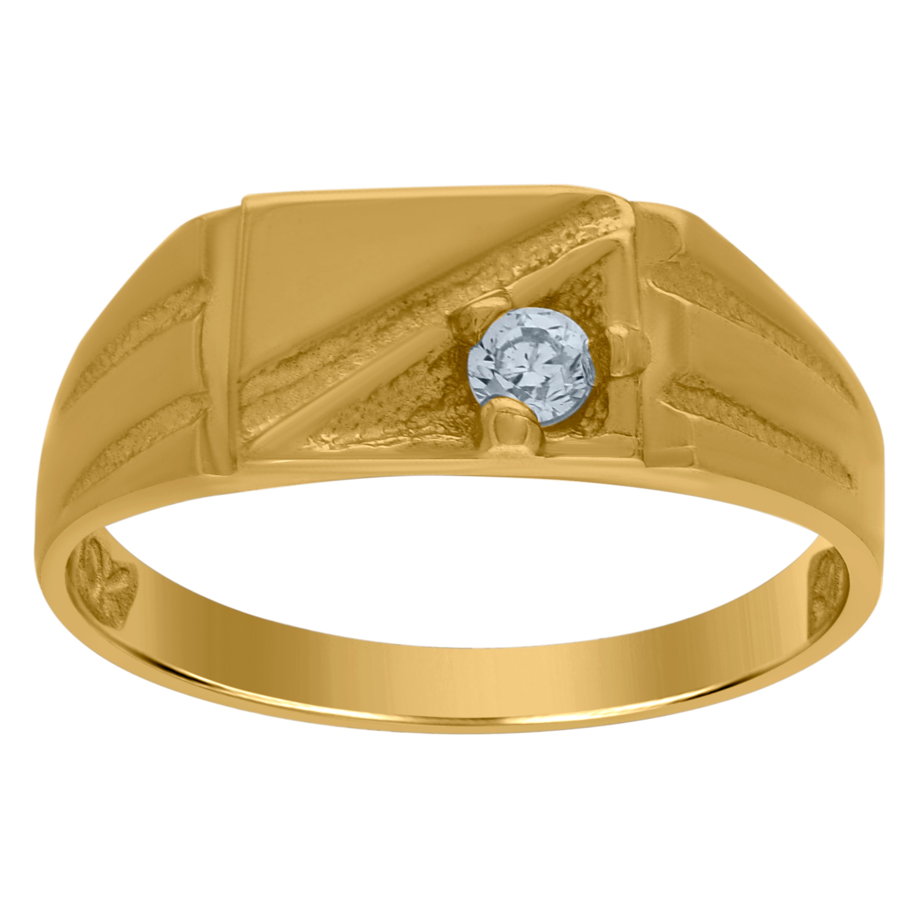10kt Yellow Gold Baby Cubic-Zirconia Signet Baby Ring 