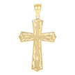 10kt Yellow Gold Diamond-Cut Mens Cross Religious Charm Pendant