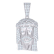 925 Sterling Silver Mens Cz Jesus Religious Charm Pendant
