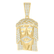 925 Sterling Silver Yellow-Tone Mens Cz Jesus Religious Charm Pendant
